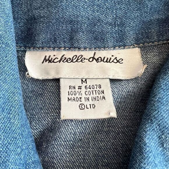 Michelle Louise Vintage 1990s Long Sleeve Denim Shirt Jacket - Flag, Americana, - Picture 7 of 7